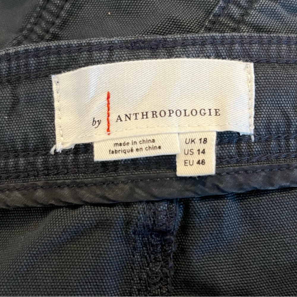 Anthropologie Utility Barrel Leg Cargo Pants Size 14 Black Blue High Rise Ankle - Picture 5 of 10